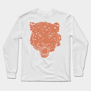 Tiger Silhouette with Pattern Long Sleeve T-Shirt